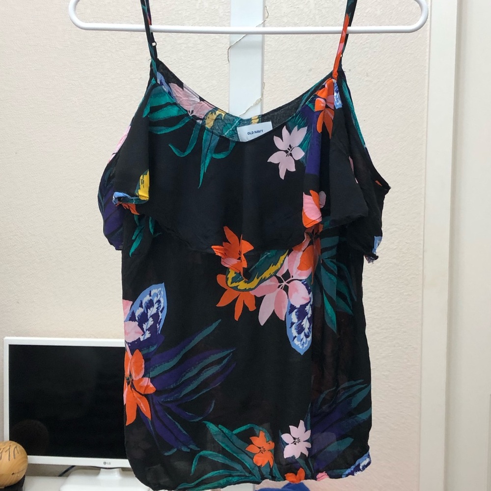 Black floral off the shoulder top